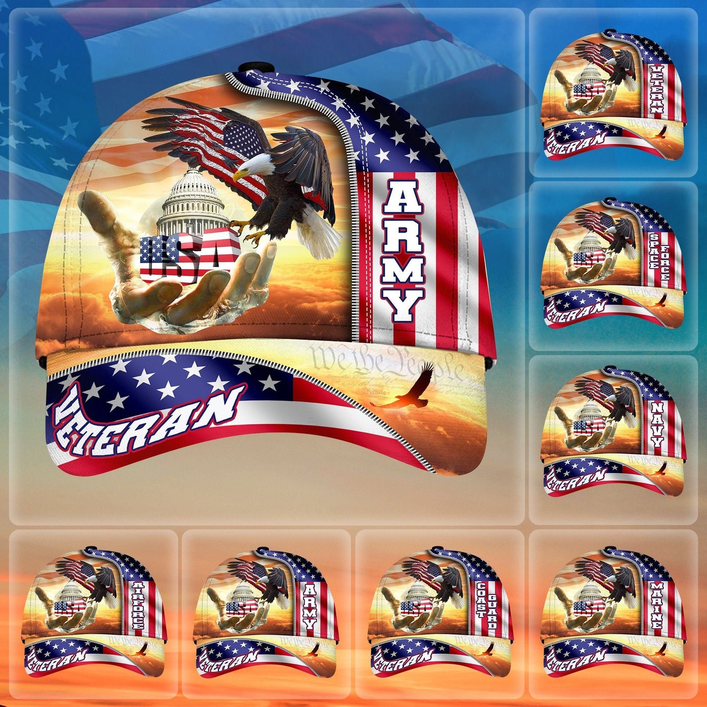BlueJose Unique American Patriot US Veteran Cap NPVC070603