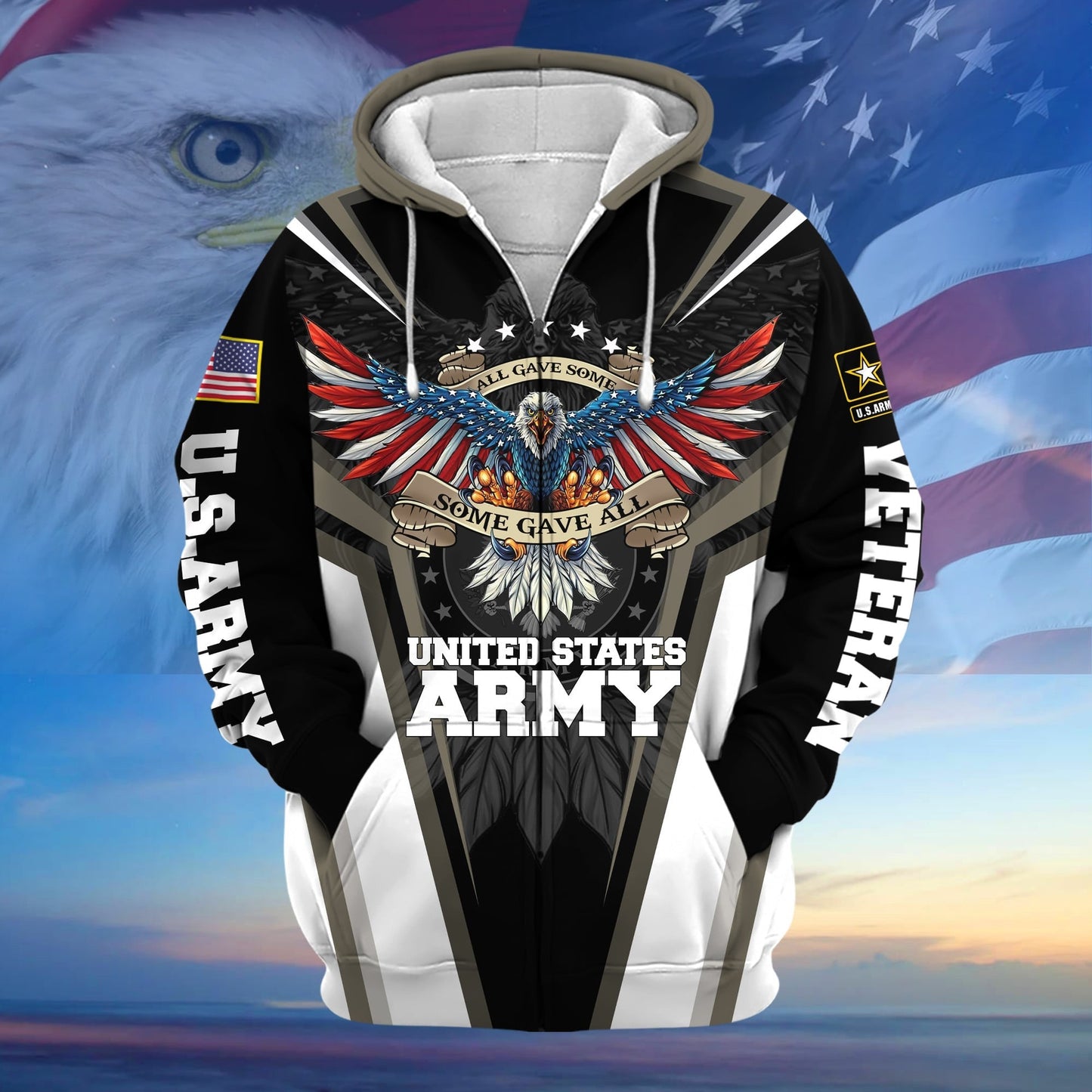 Frenzidea Premium All Gave Some Some Gave All US Veteran Zip Hoodie