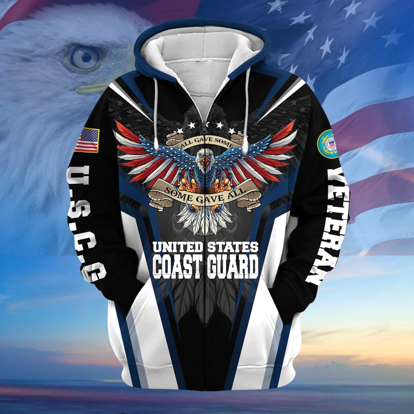 Frenzidea Premium All Gave Some Some Gave All US Veteran Zip Hoodie