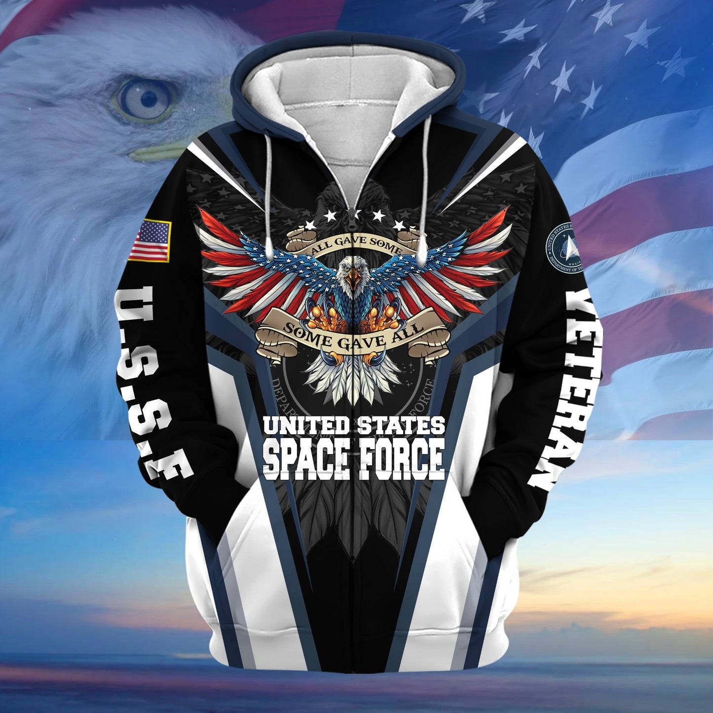 Frenzidea Premium All Gave Some Some Gave All US Veteran Zip Hoodie