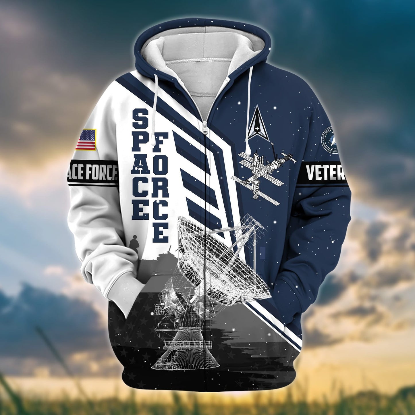 Frenzidea Premium Honoring All Who Served US Veteran Zip Hoodie