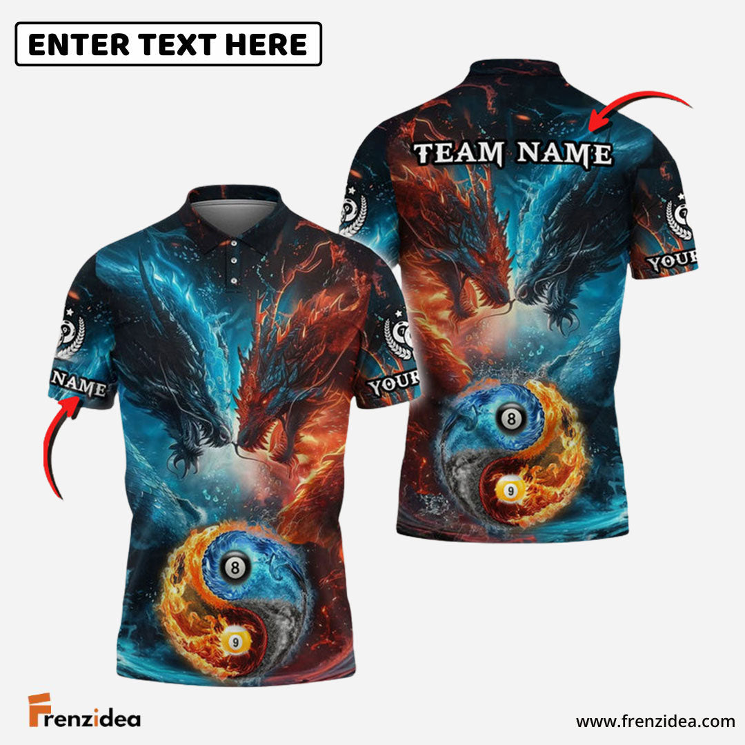 Frenzidea Billiards Ball 8 & 9 Water Dragon VS Fire Dragon Personalized Shirt