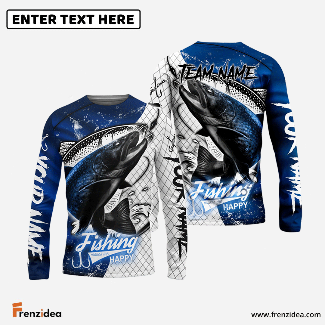 Frenzidea Trout Fishing Dark Blue Skin Sport Custom Name & Team Name 3D Shirts