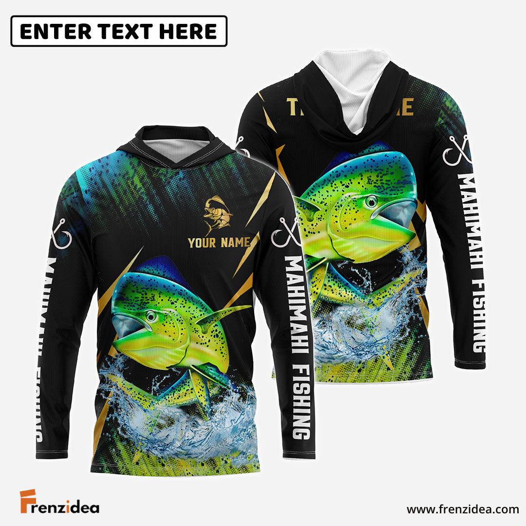 Frenzidea Mahimahi Fishing Golden With Skinfish Pattern Custom Name & Team Name 3D Shirts