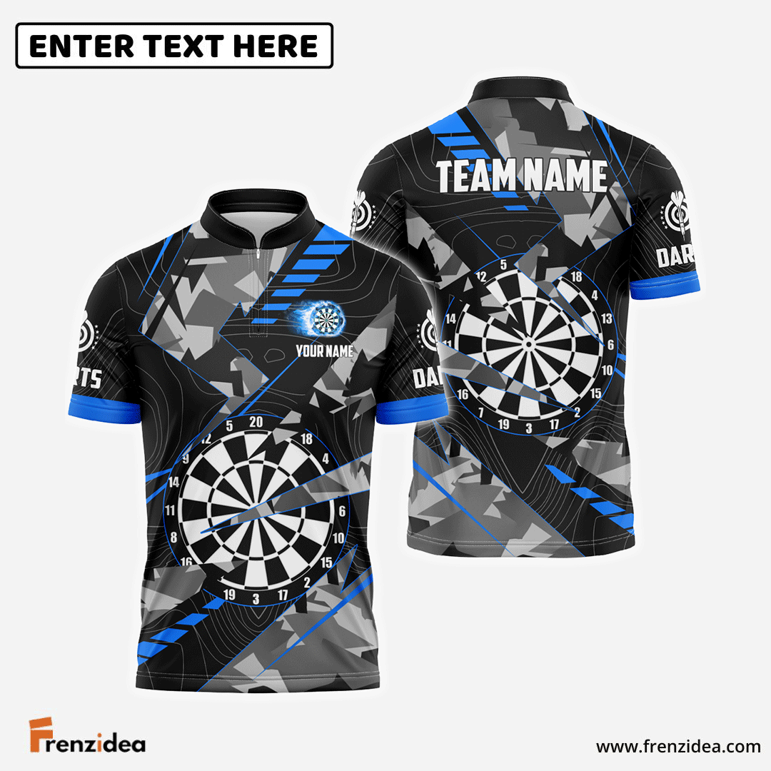 Frenzidea Darts Grunge Thunder Personalized Name, Team Name 3D Shirt (4 Colors)