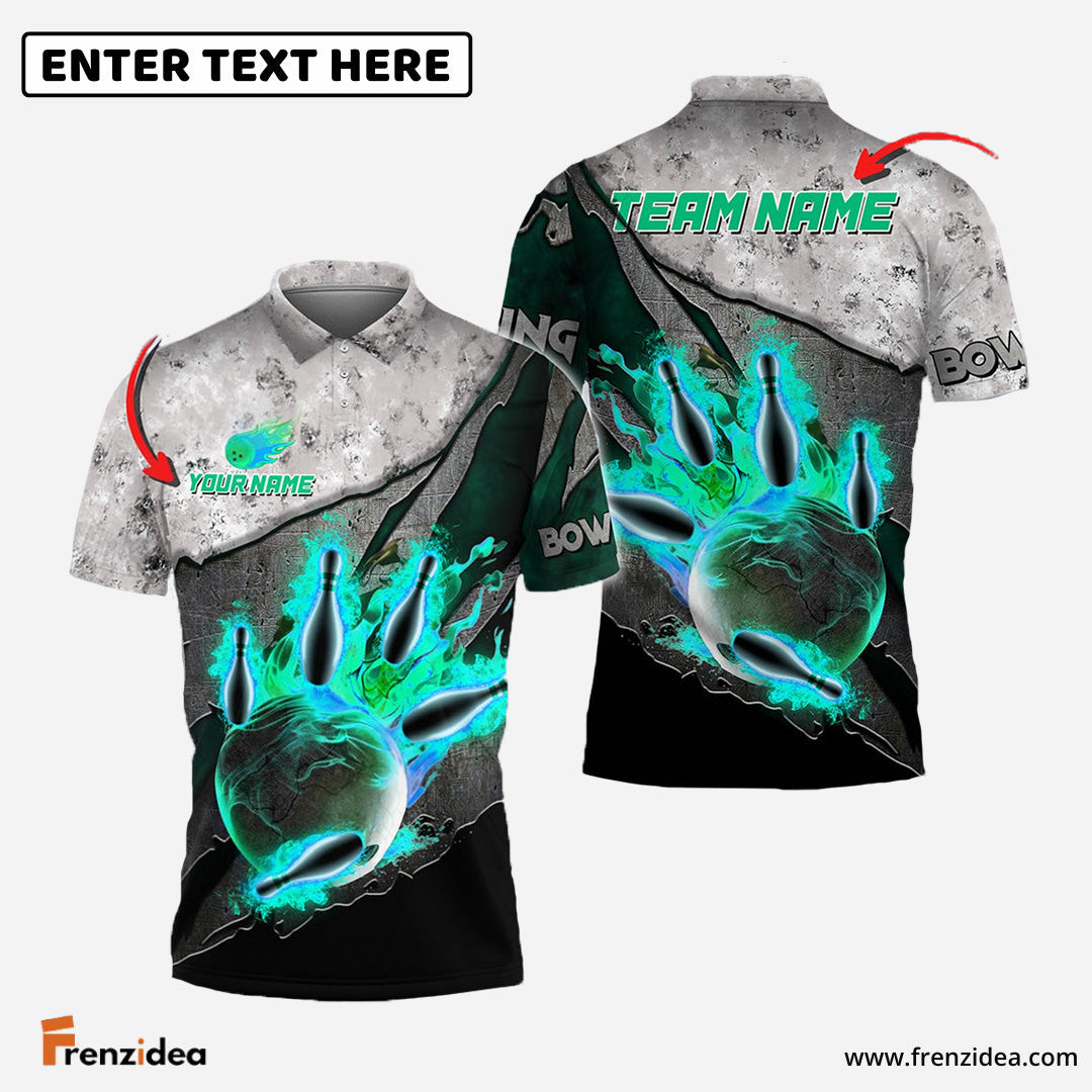 Frenzidea Bowling And Pins Reborn Fire Customized Name 3D Shirt (4 Colors)
