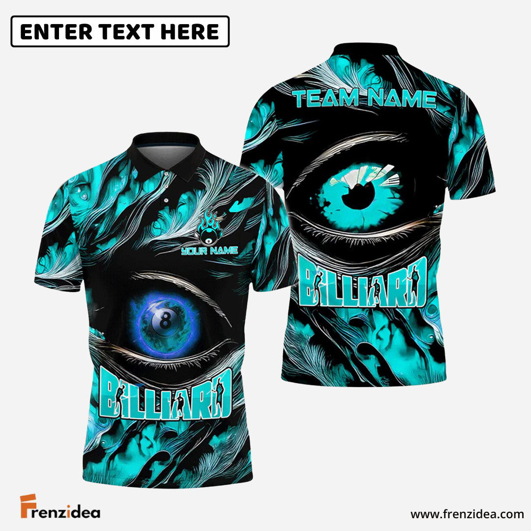 Frenzidea Billiards Ball 8 Fire Eye Personalized Name, Team Name Unisex Shirt (4 Colors)