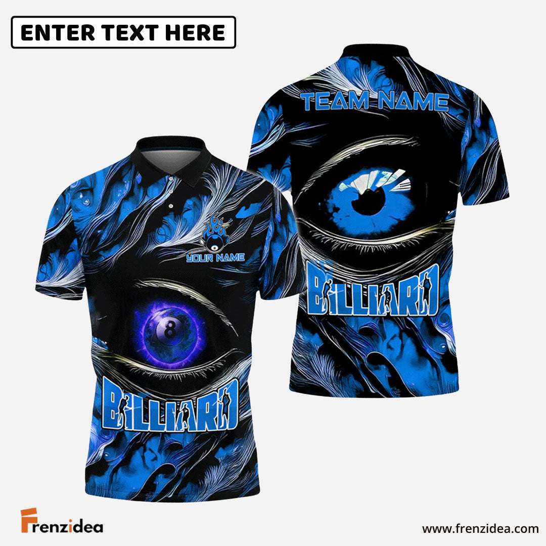 Frenzidea Billiards Ball 8 Fire Eye Personalized Name, Team Name Unisex Shirt (4 Colors)