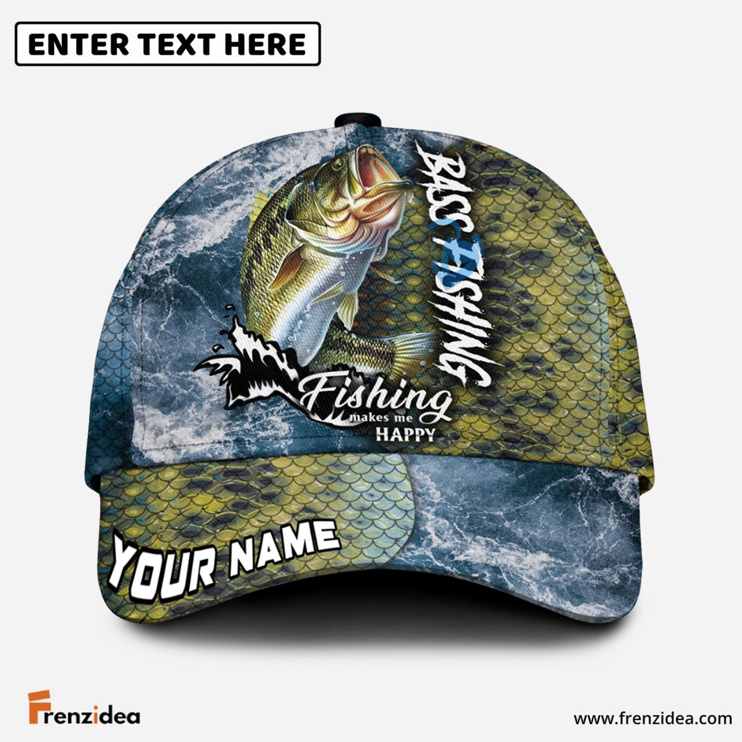 Frenzidea Personalized Bass Fishing Skin Seawave Classic Cap