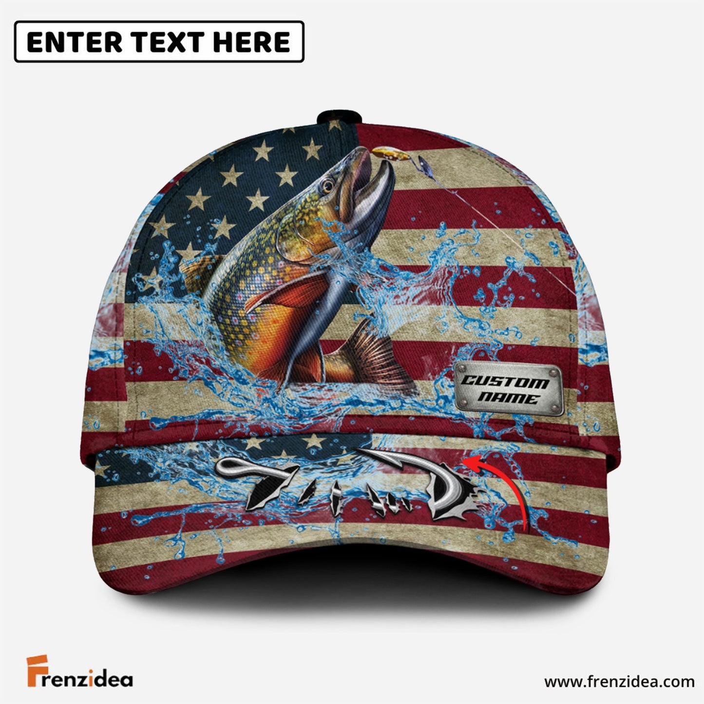 Frenzidea Personalized American Trout Water Splash FIshing Classic Cap
