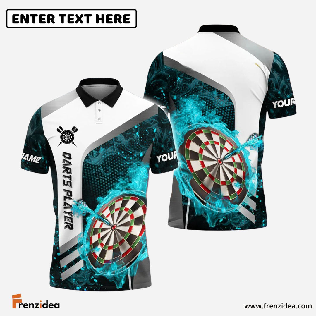 Frenzidea Darts Flame Dartboard Strike Multicolor Options Personalized Name Shirt (4 Colors)