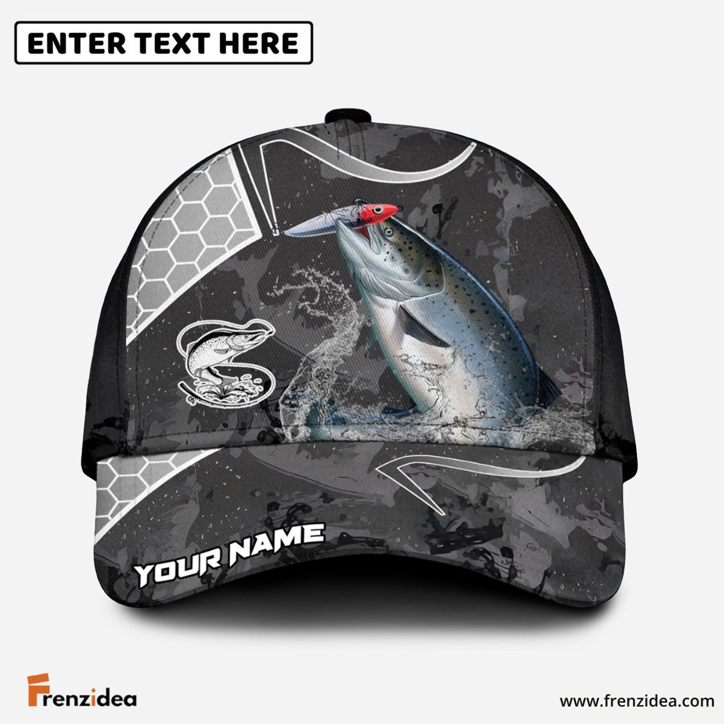 Frenzidea Salmon Fishing Gray Camo Sport Personalized Cap