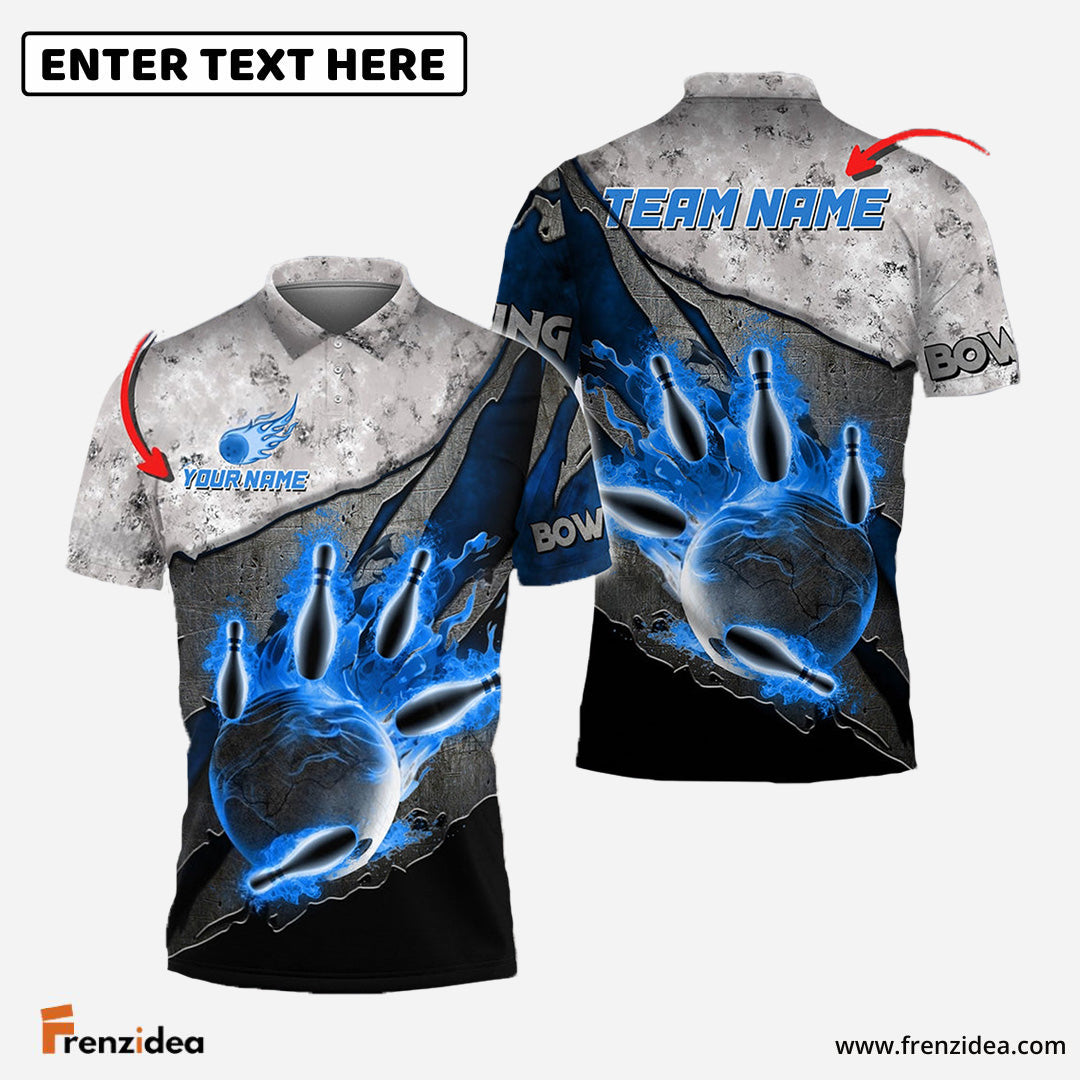 Frenzidea Bowling And Pins Reborn Fire Customized Name 3D Shirt (4 Colors)