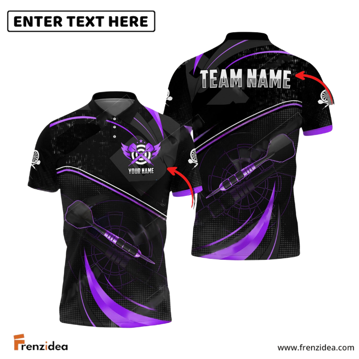 Frenzidea Darts Spinning Arrow Personalized Name, Team Name 3D Shirt (6 Colors)