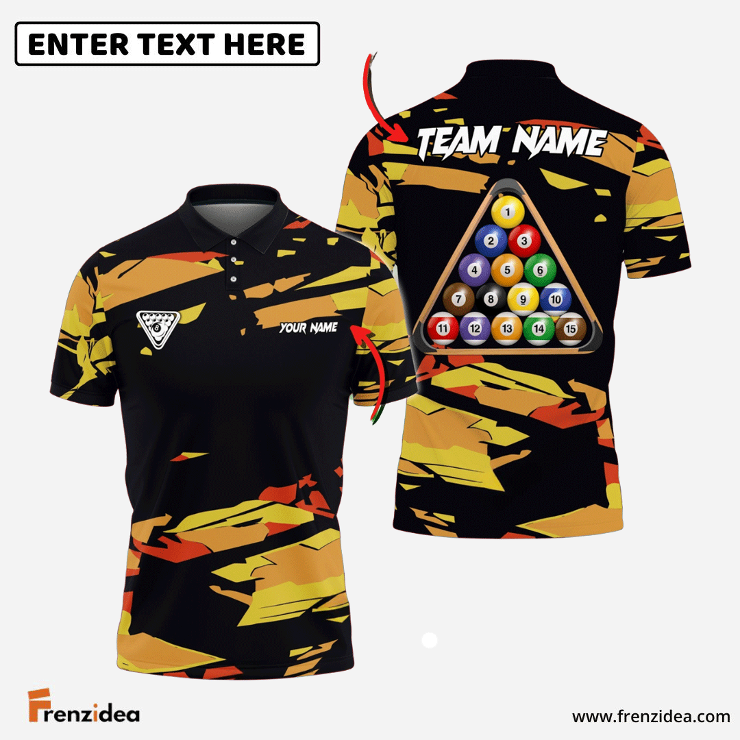Frenzidea Billiards Ball 8 Road To Champion Personalized Name, Team Name Unisex Shirt ( 4 Colors )