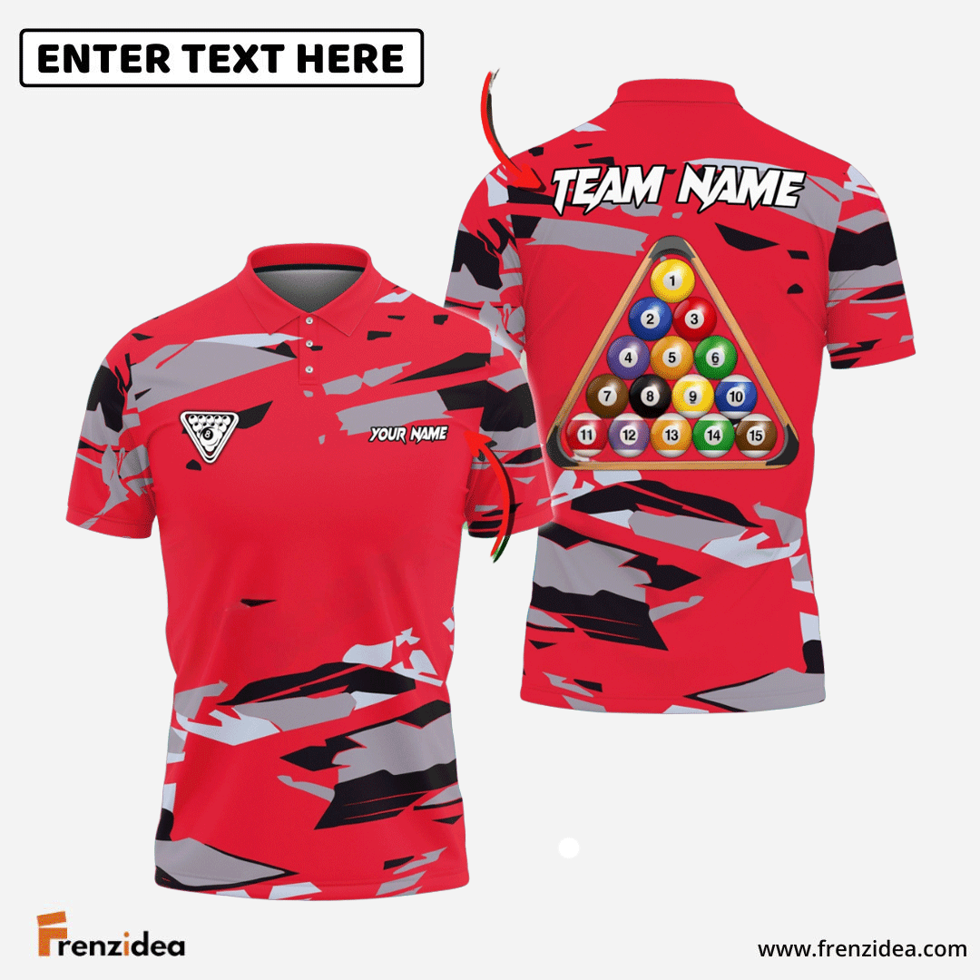 Frenzidea Billiards Ball 8 Road To Champion Personalized Name, Team Name Unisex Shirt ( 4 Colors )