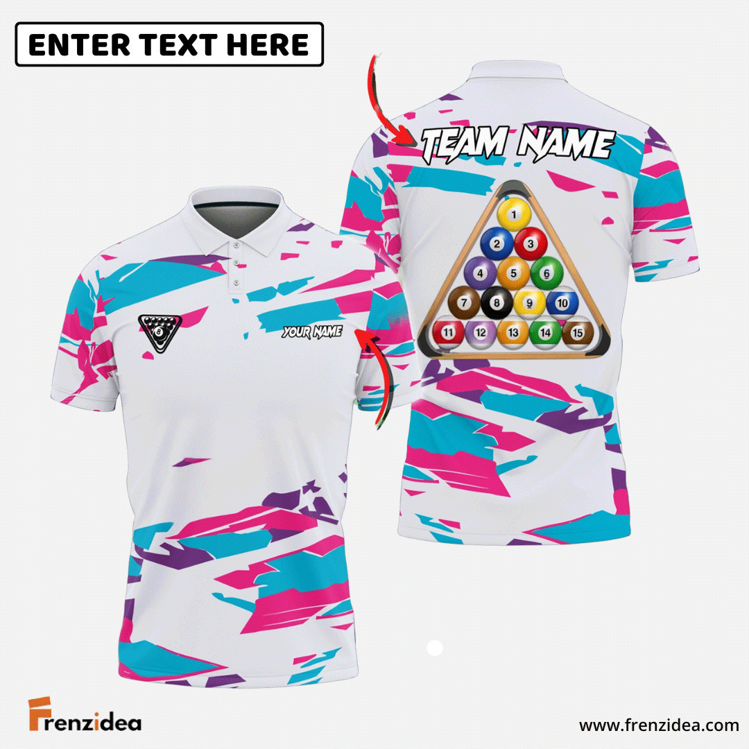 Frenzidea Billiards Ball 8 Road To Champion Personalized Name, Team Name Unisex Shirt ( 4 Colors )