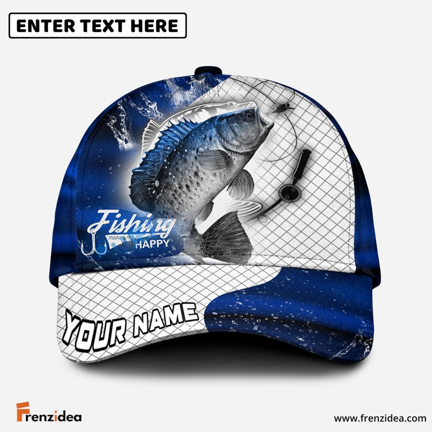 Frenzidea Personalized Crappie Fishing Dark Blue Skin Sport Classic Cap