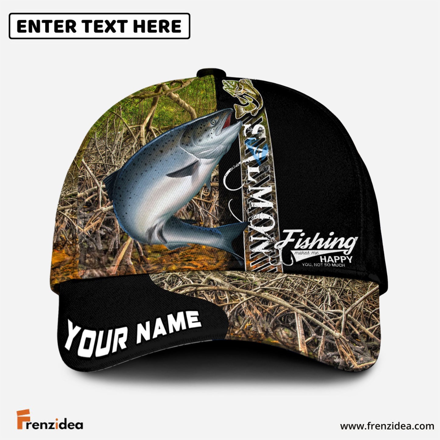 Frenzidea Personalized Salmon Fishing Jungle Camo Classic Cap