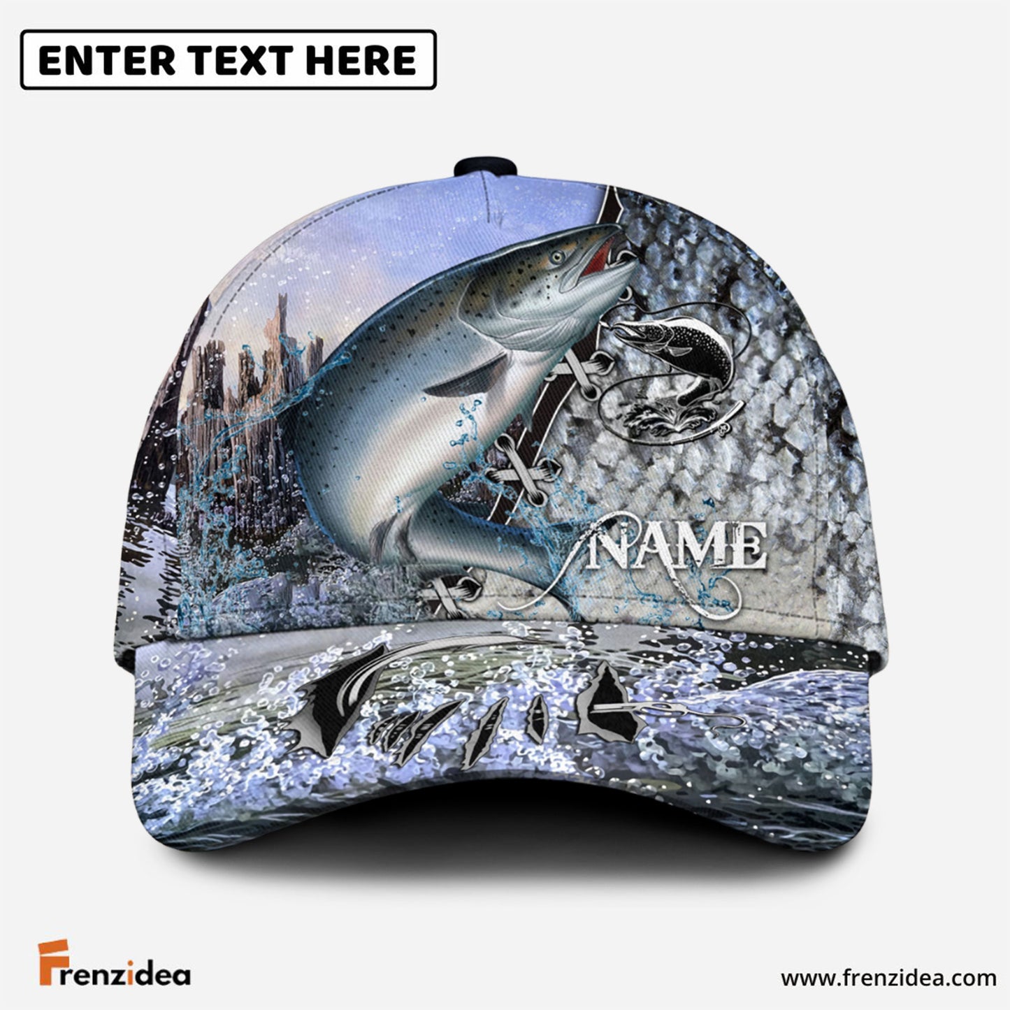 Frenzidea Personalized Clear Water Skin Salmon Fishing Classic Cap