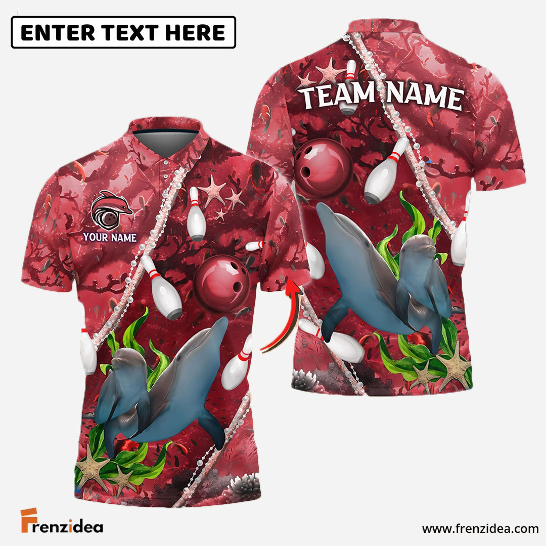 Frenzidea Bowling And Pins Dolphin Of The Sea Multicolor Customized Name 3D Shirt