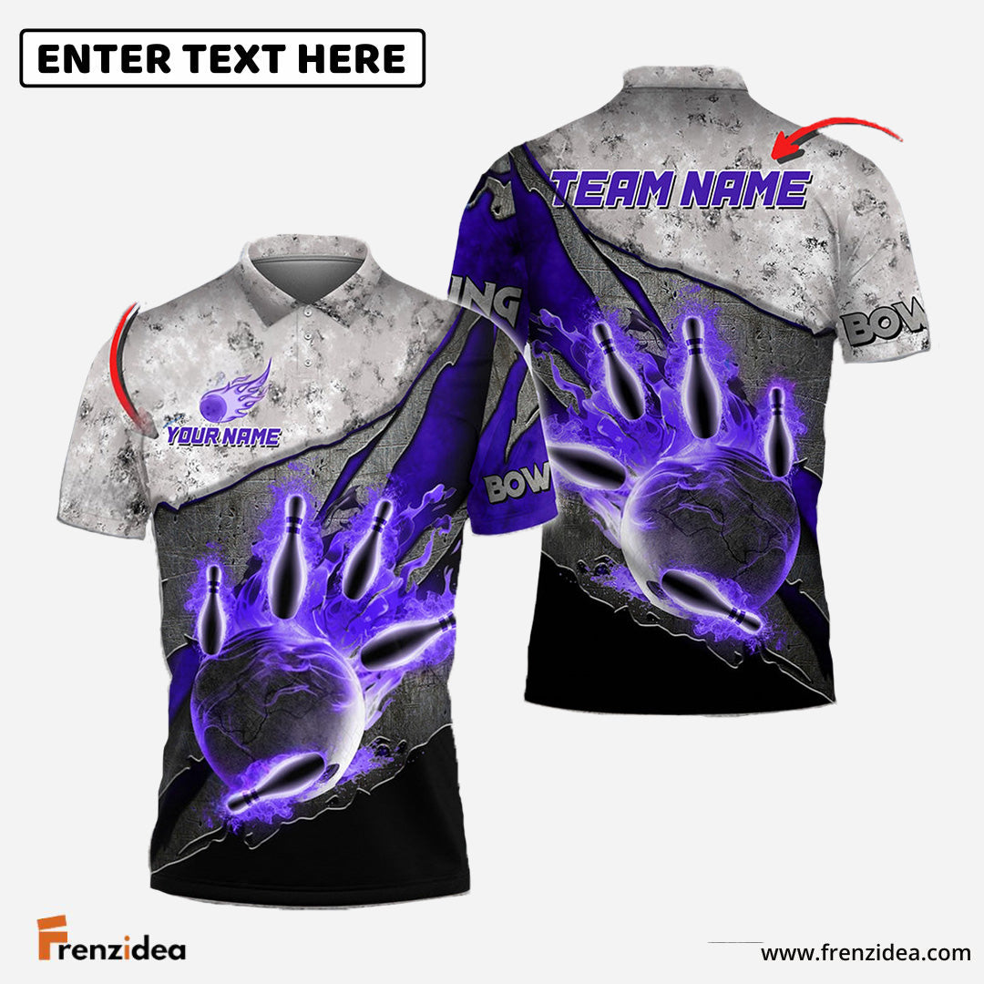 Frenzidea Bowling And Pins Reborn Fire Customized Name 3D Shirt (4 Colors)