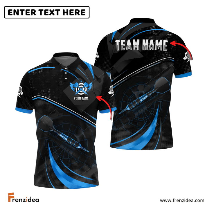 Frenzidea Darts Spinning Arrow Personalized Name, Team Name 3D Shirt (6 Colors)