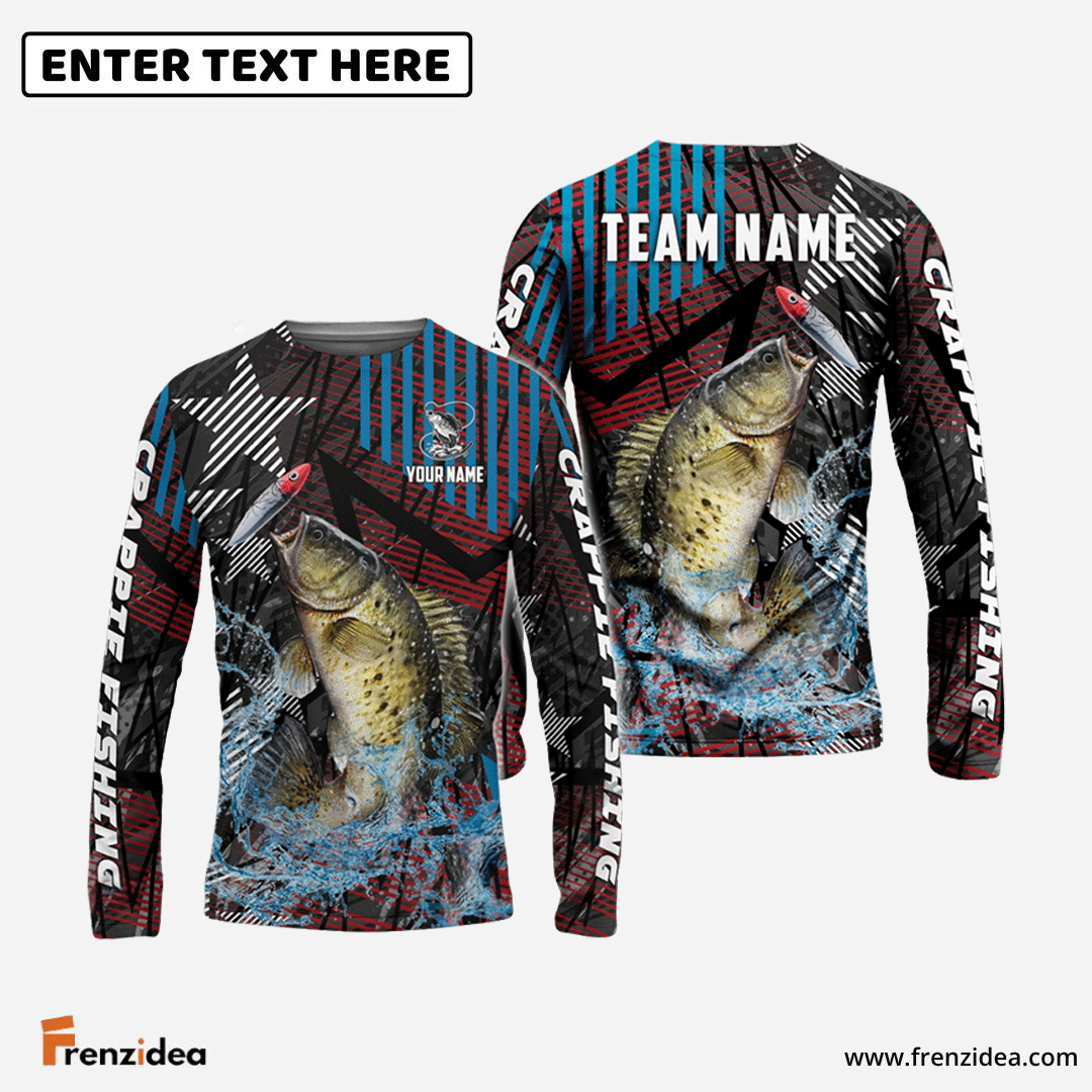 Frenzidea Crappie Fishing Rising Star Custom Name & Team Name 3D Shirts