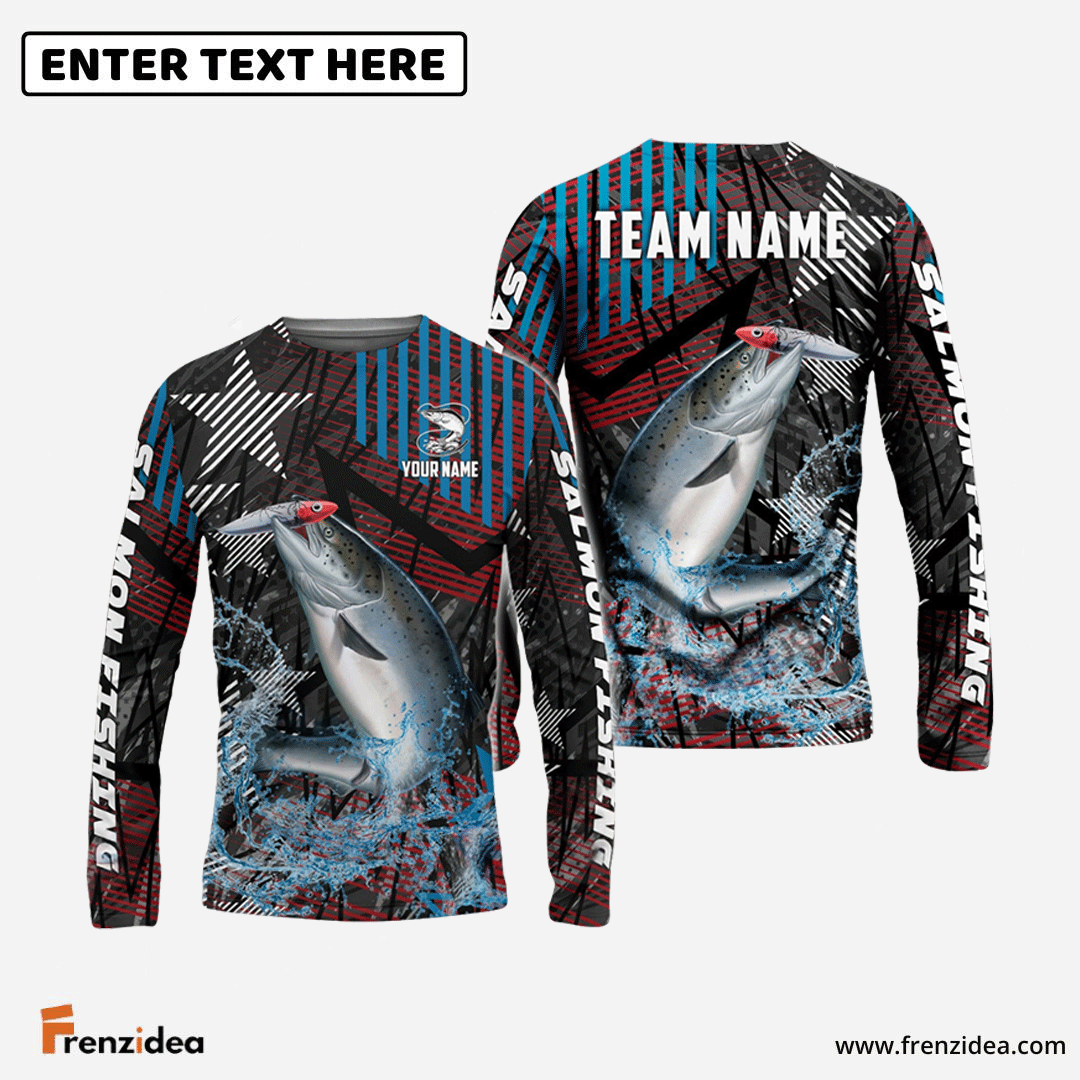 Frenzidea Salmon Fishing Rising Star Custom Name & Team Name 3D Shirts