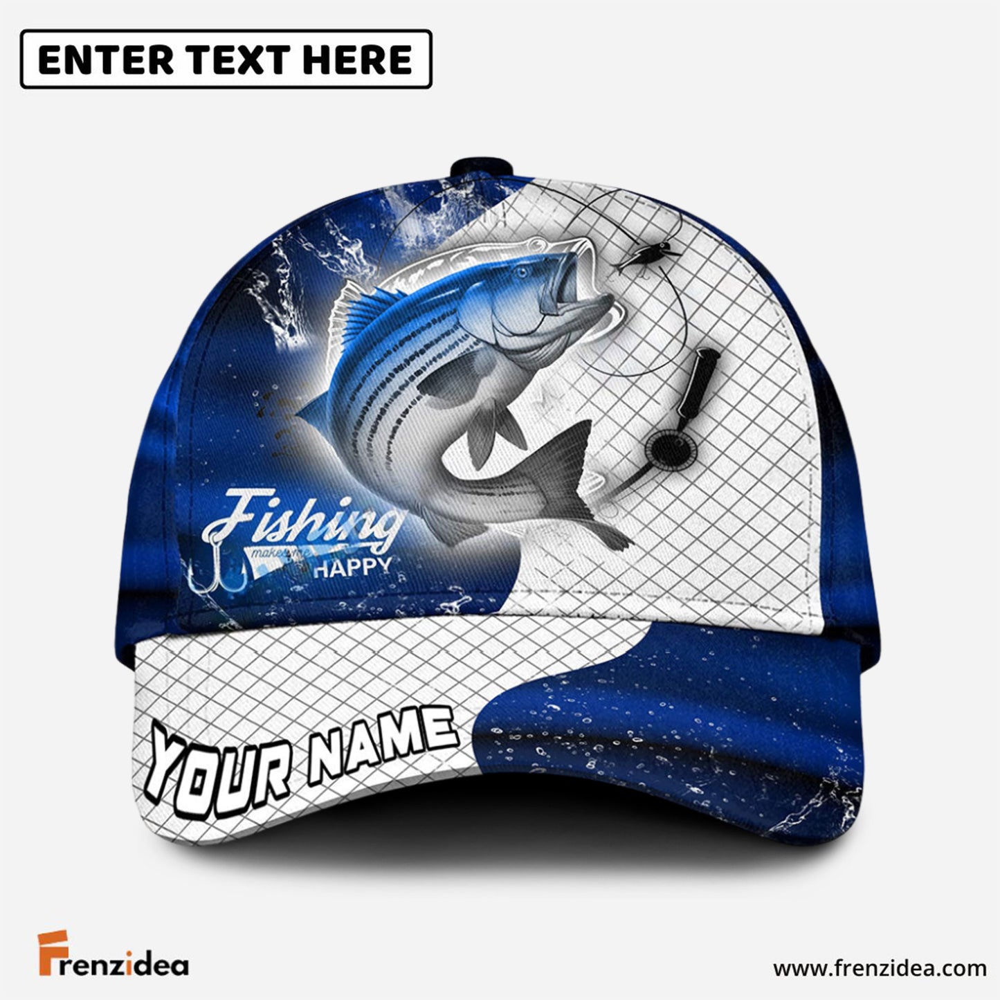 Frenzidea Personalized Striped Bass Fishing Dark Blue Skin Sport Classic Cap