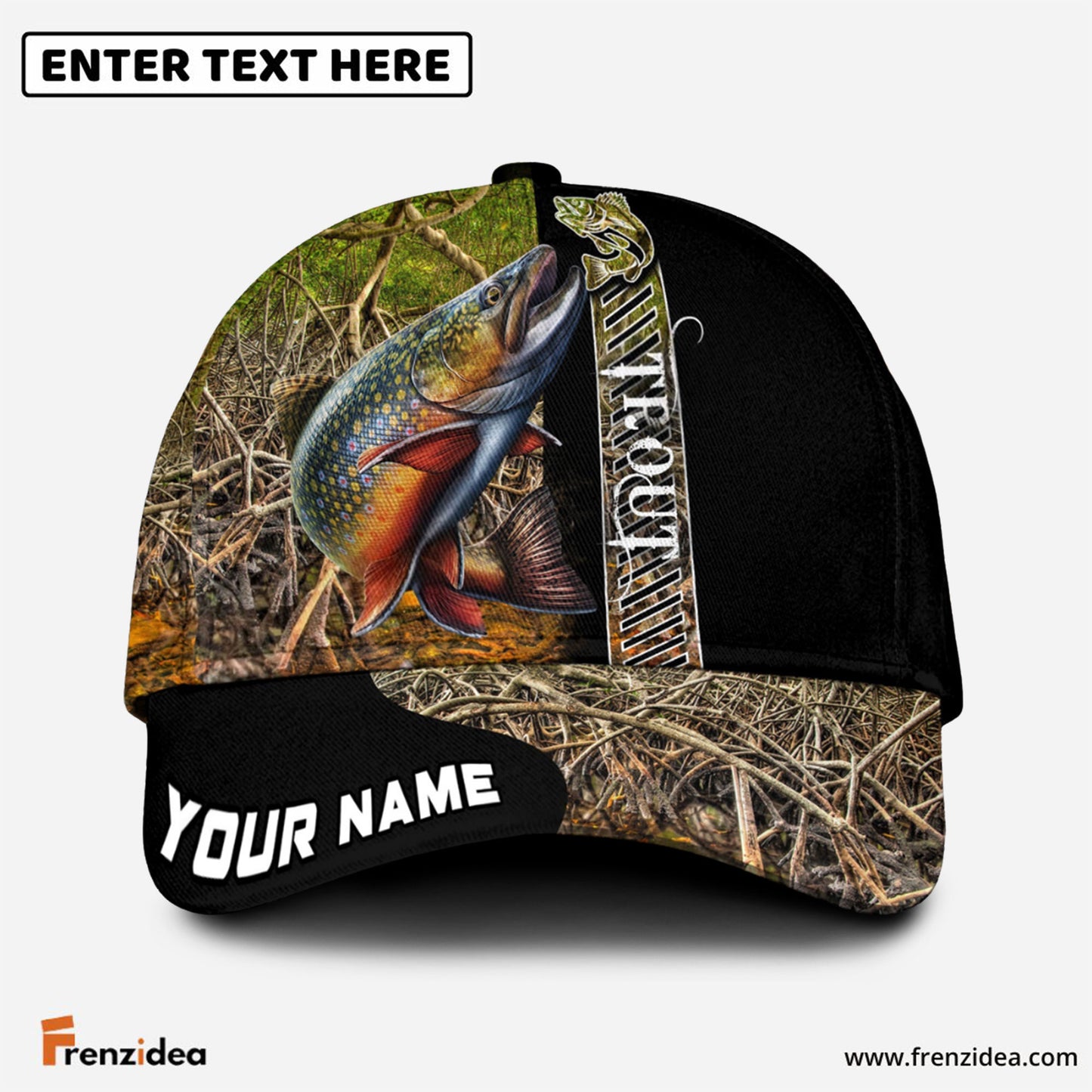 Frenzidea Personalized Trout Fishing Jungle Camo Classic Cap