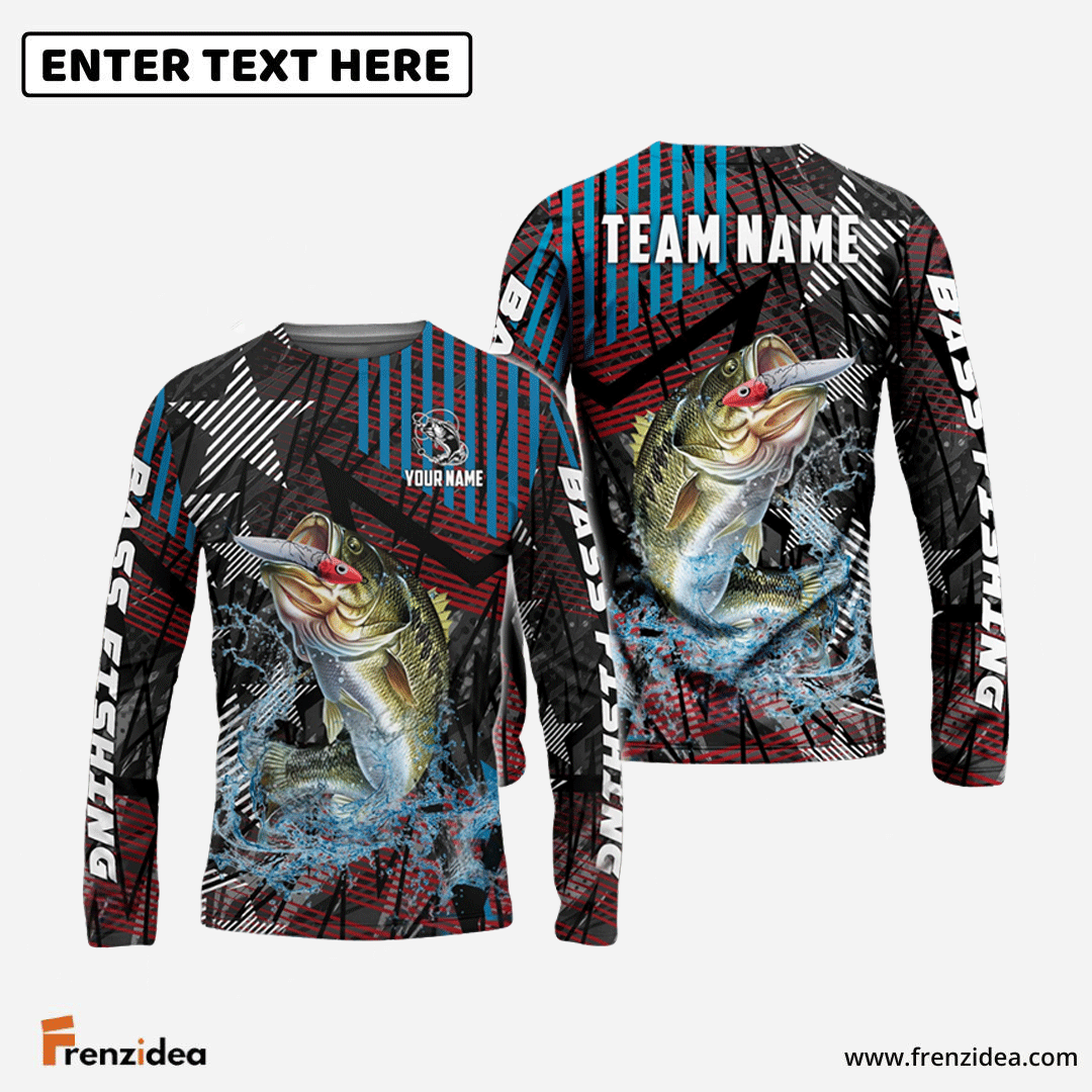 Frenzidea Bass Fishing Rising Star Custom Name & Team Name 3D Shirts