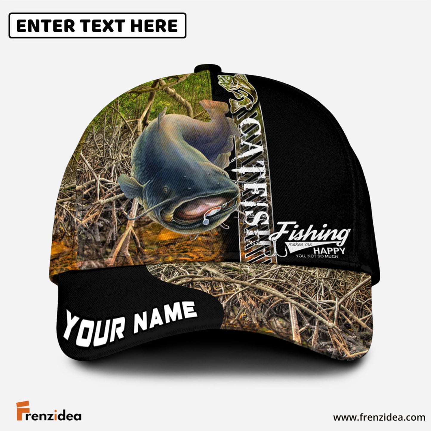 Frenzidea Personalized Catfish Fishing Jungle Camo Classic Cap