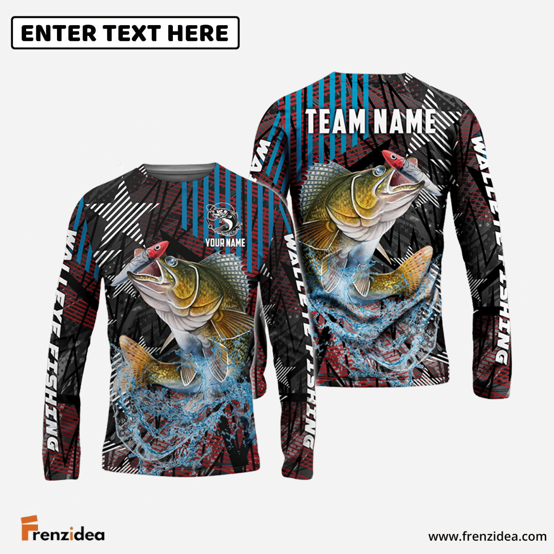 Frenzidea Walleye Fishing Rising Star Custom Name & Team Name 3D Shirts