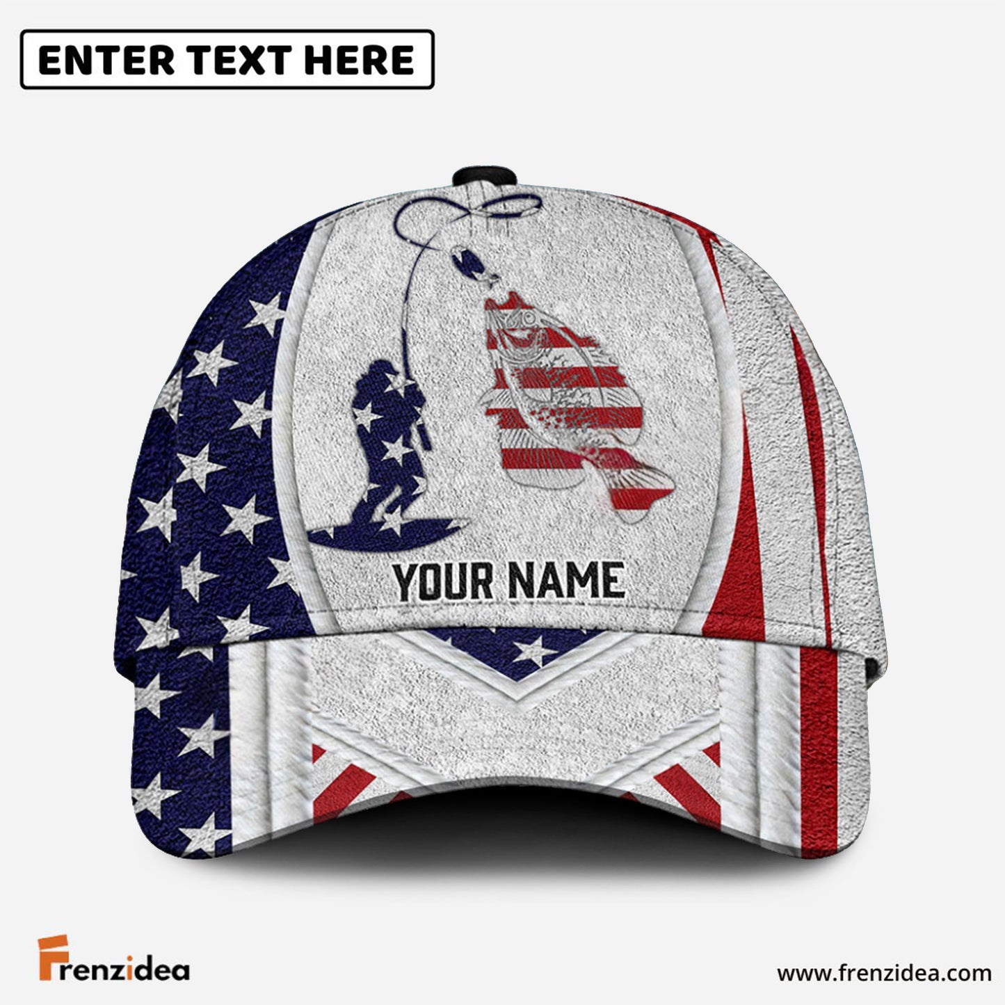Frenzidea Personalized Crappie Fishing American Dusty Style Classic Cap