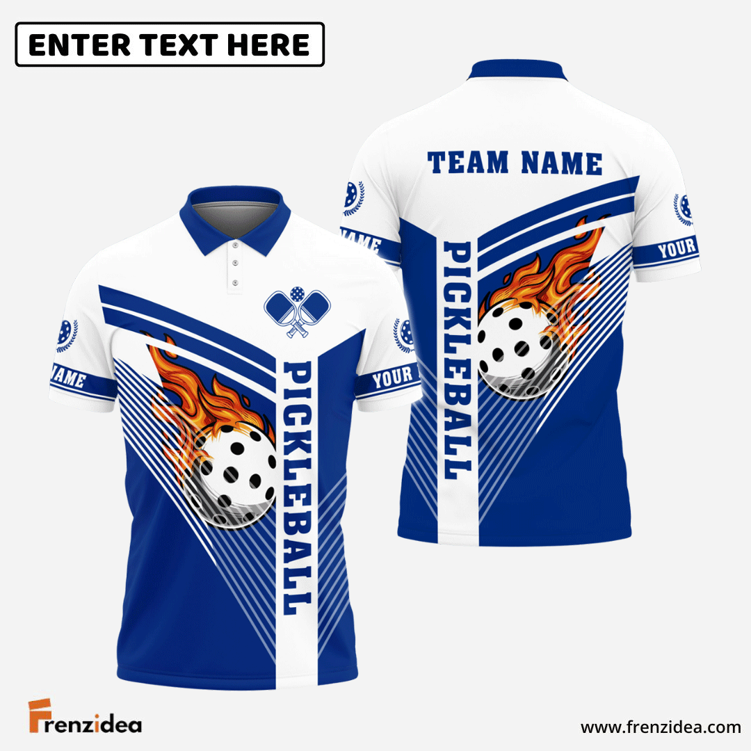 Frenzidea Pickleball Fire Personalized Name, Team Name Shirt (4 Colors)