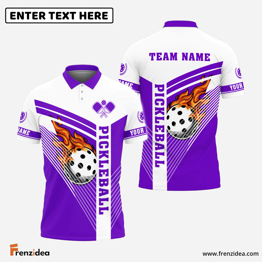 Frenzidea Pickleball Fire Personalized Name, Team Name Shirt (4 Colors)