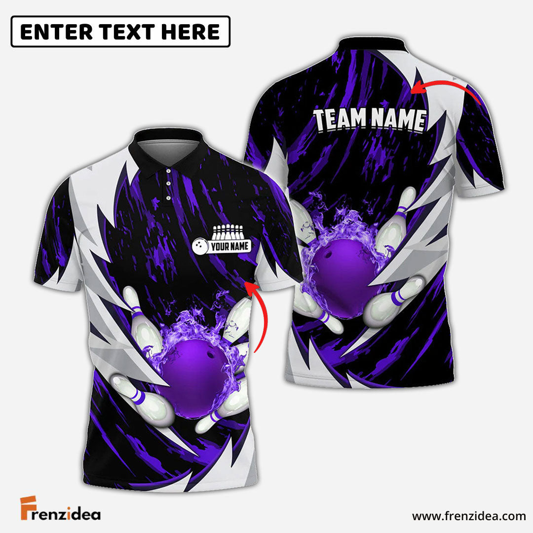 Frenzidea Personalized Name Thunders Bowling And Pins Multicolor 3D Shirt