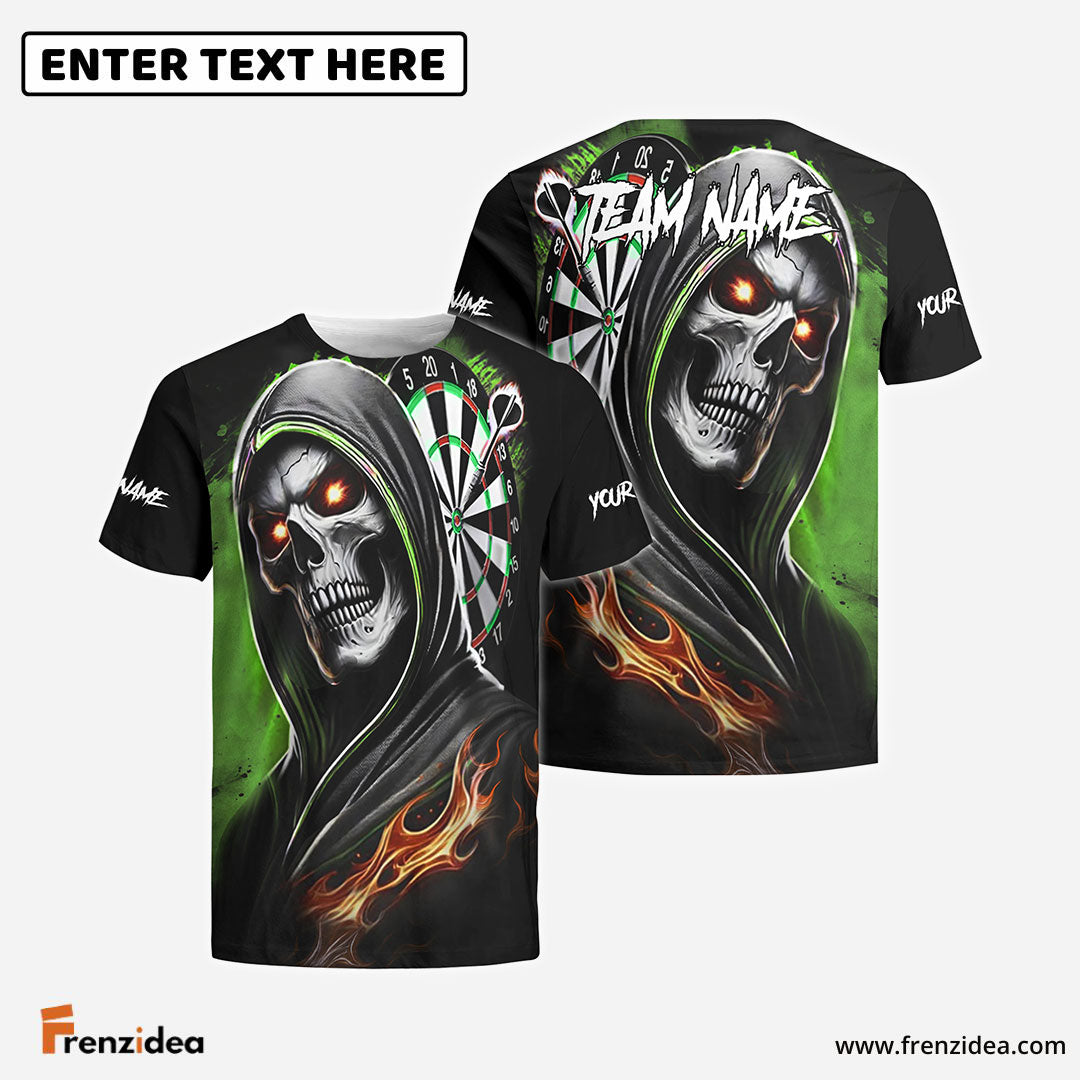 Frenzidea Darts Skull Paint Color Multicolor Options Personalized Name Shirt (4 Colors)