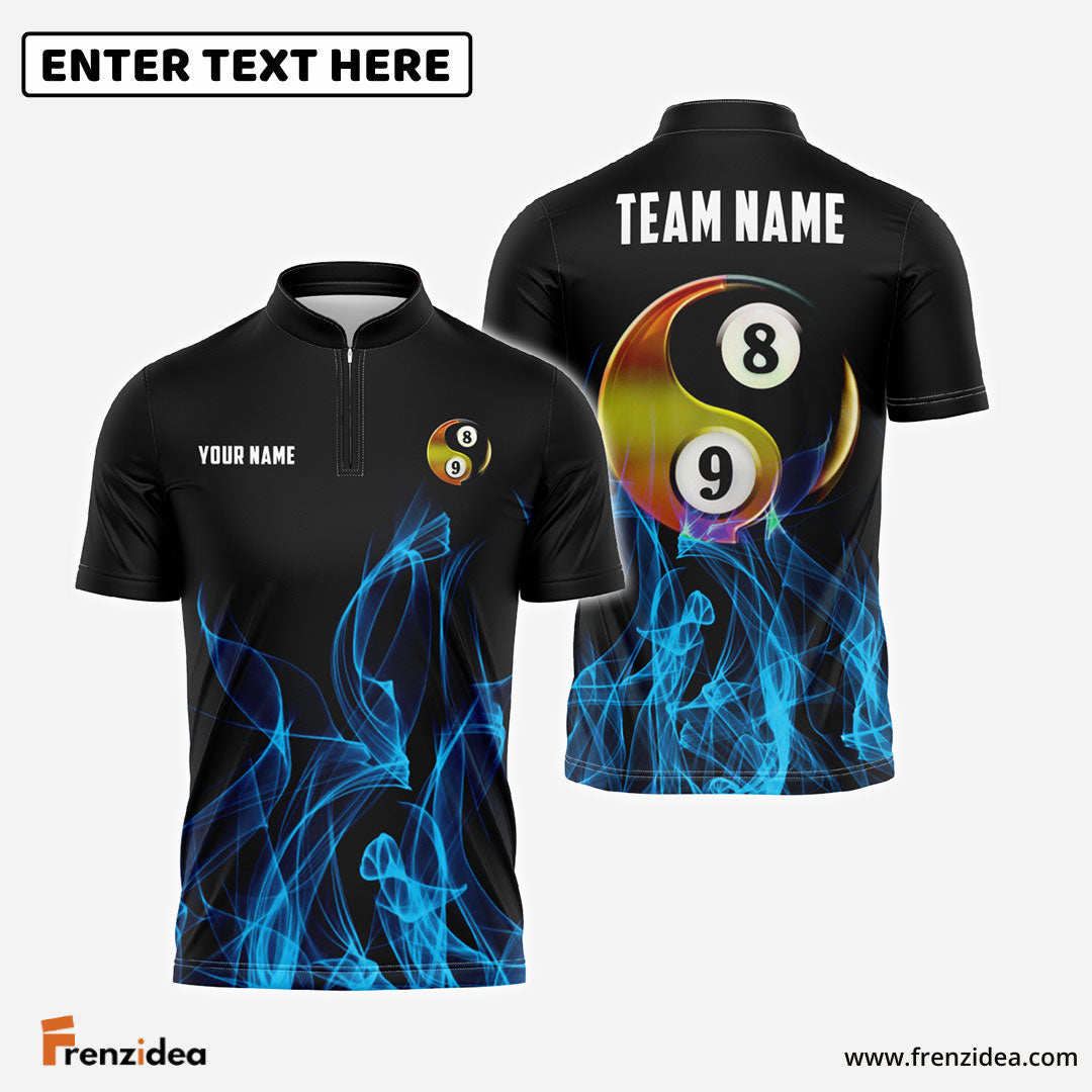 Frenzidea Billiards Ball 8&9 Heavenly Flame Personalized Name, Team Name Unisex Shirt (4 Colors)