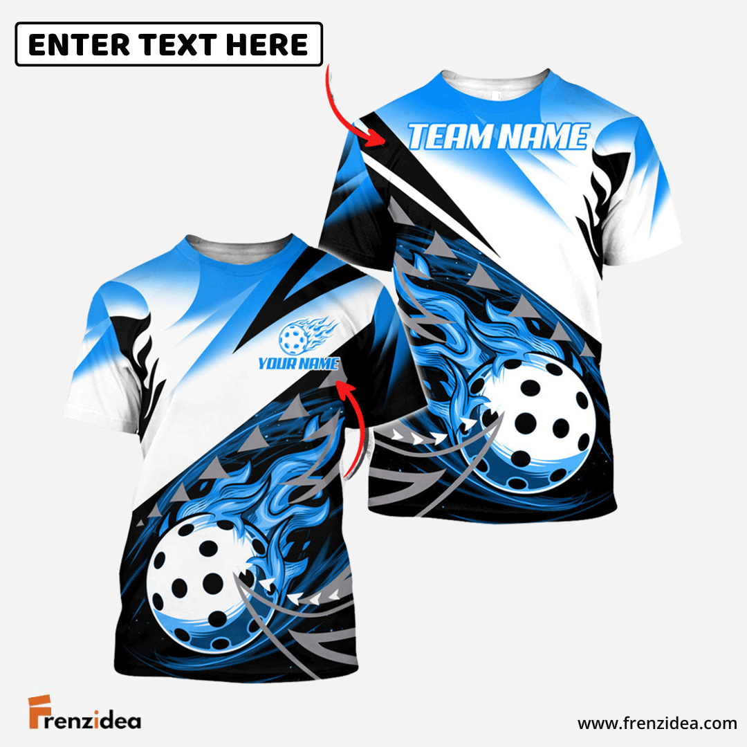 Frenzidea Pickleball Blue Arrow Personalized Name, Team Name Unisex Shirt