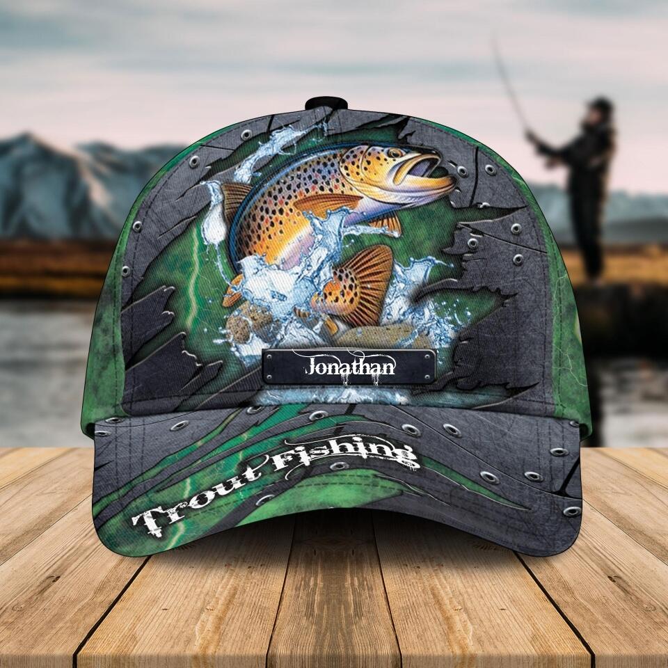 Frenzidea Personalized Fish Aholic Light Green Cap