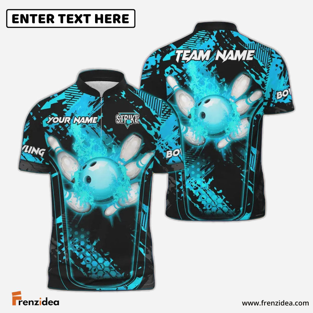 Frenzidea Bowling And Pins Abstract Grunge Break Multicolor Personalized Name, Team Name 3D Shirt