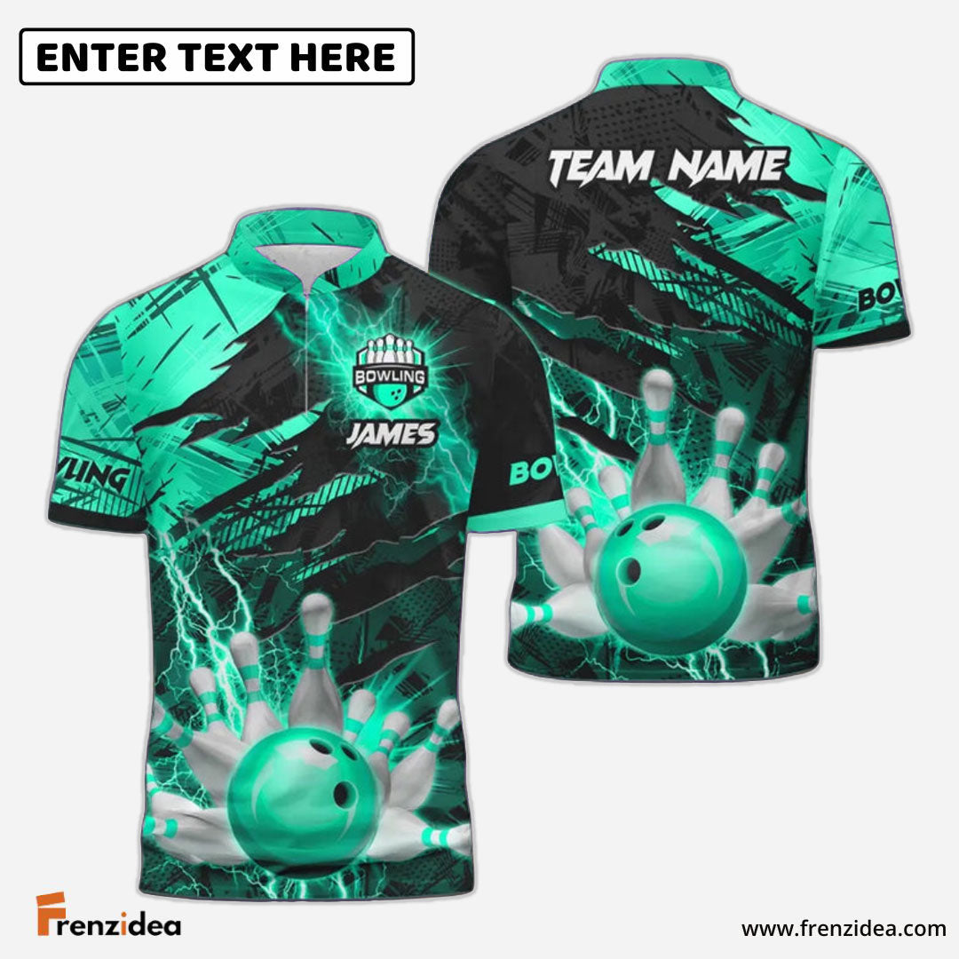 Frenzidea Bowling And Pins Thunder Break Multicolor Personalized Name, Team Name 3D Shirt