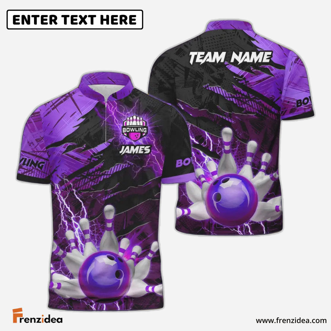 Frenzidea Bowling And Pins Thunder Break Multicolor Personalized Name, Team Name 3D Shirt