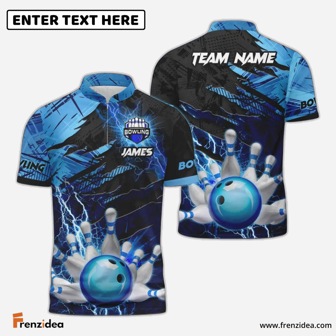 Frenzidea Bowling And Pins Thunder Break Multicolor Personalized Name, Team Name 3D Shirt