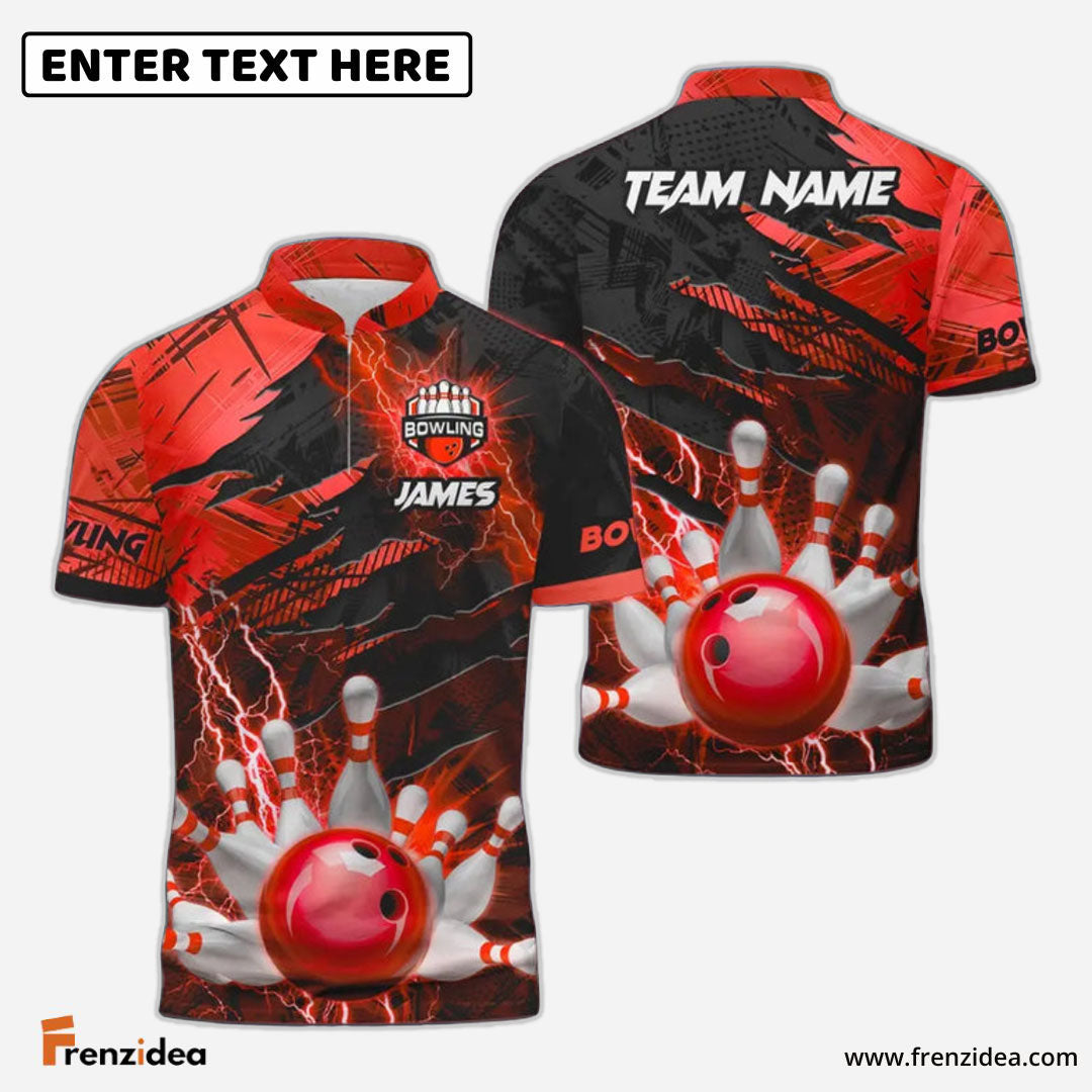 Frenzidea Bowling And Pins Thunder Break Multicolor Personalized Name, Team Name 3D Shirt