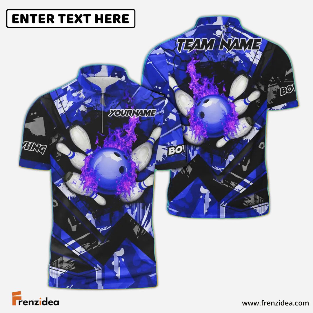 Frenzidea Bowling And Pins Abstract Grunge Texture Multicolor Personalized Name, Team Name 3D Shirt