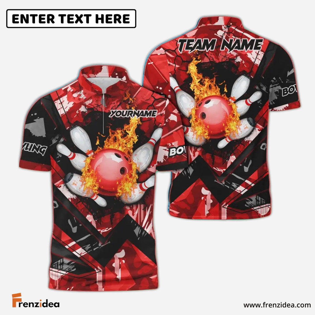 Frenzidea Bowling And Pins Abstract Grunge Texture Multicolor Personalized Name, Team Name 3D Shirt