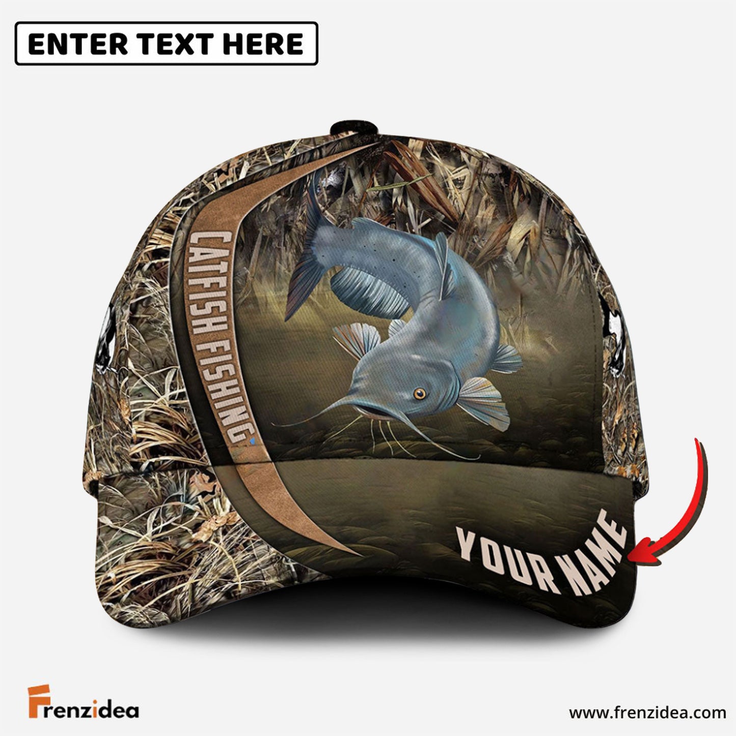 Frenzidea Personalized Catfish Fishing Grass Nature Classic Cap